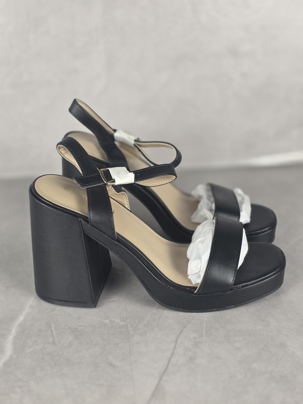 Burudani Black Platform Block Heel Sandals for Women
